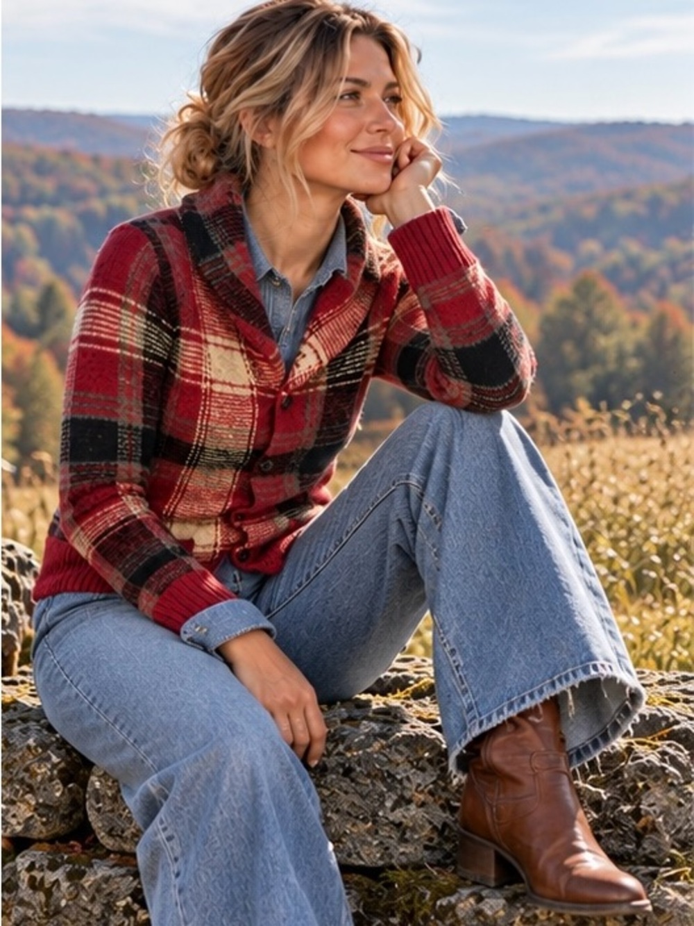 Denim & Supply Ralph Lauren Plaid Wool Blend Shawl Cardigan Heritage S - Picture 14 of 16